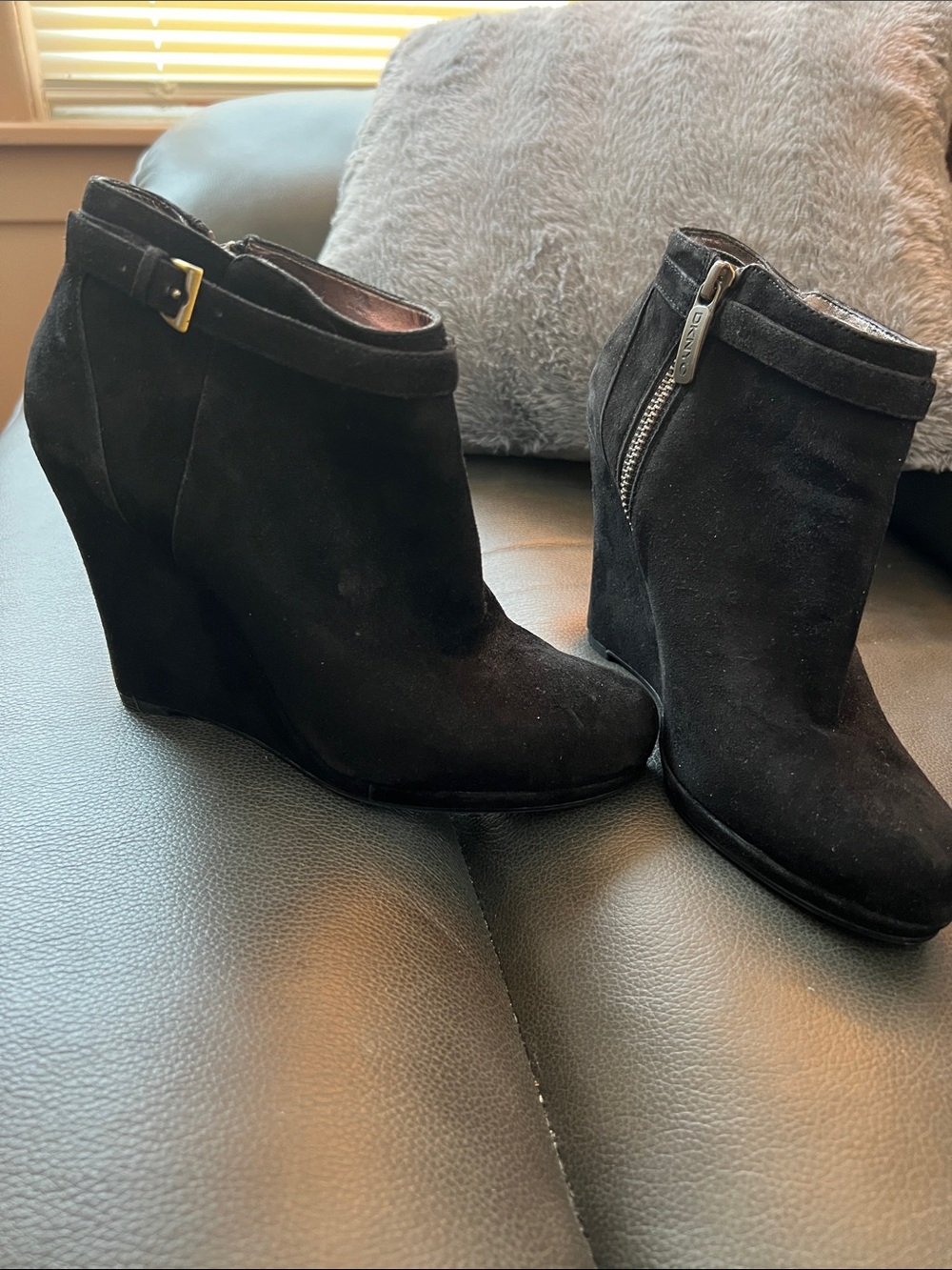 DKNY Black Wedge Booties